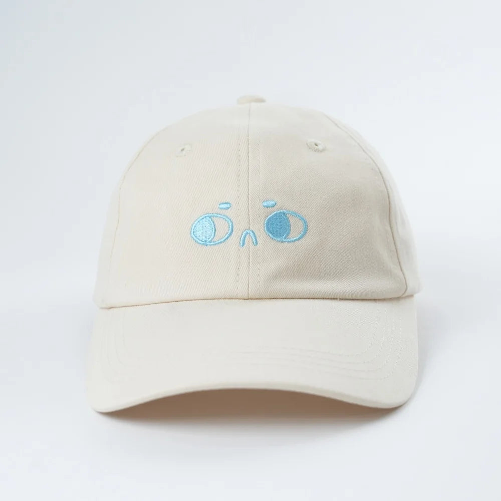 Custom Color Caps Beige 6 Panel Hat With Embroidery Logo Stitched Unstructured Hat