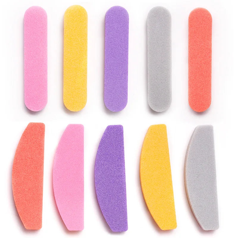 Mini Double Side Custom Half Moon Round Professional Polishing Nail Art Durable Washable Small Sponges Nail File Buffer Beauty