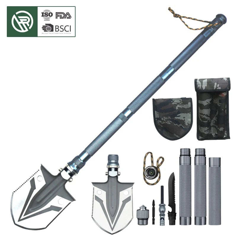 Bochen New Wholesale China Factory Custom Outdoor Camping Hiking Survival Shovel Folding Multifunction Off Road Tactical Shovel