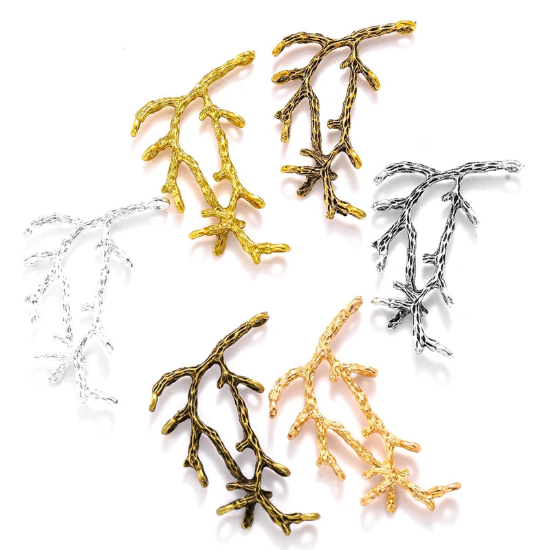 Antique Porous Tree Branch Charms for Keychain Clothing Pendants DIY Jewelry Making Accessories Findings 47*27mm Q276