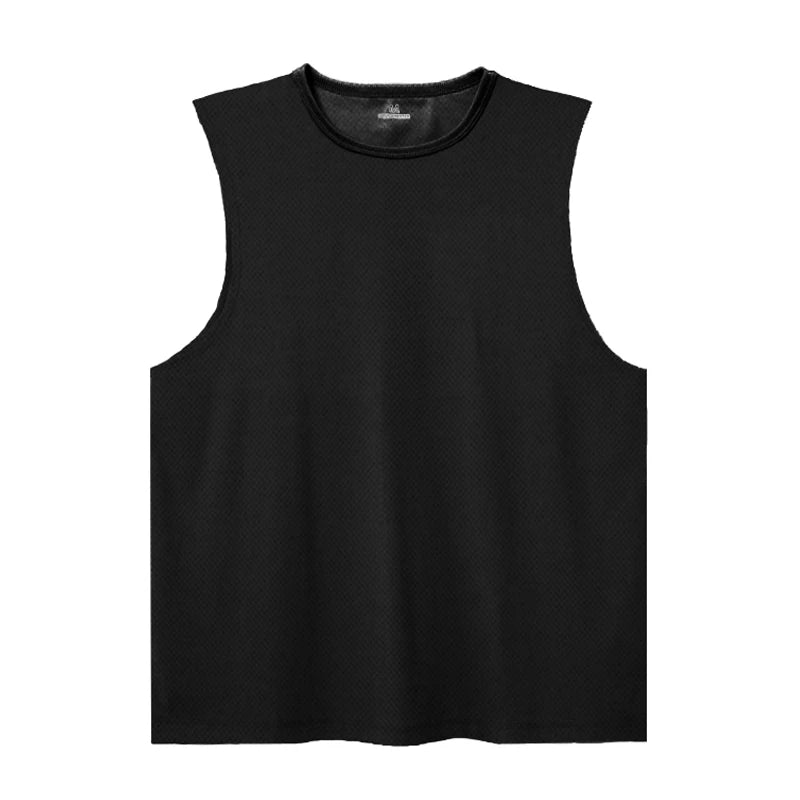 Mens Cut off Sleeves Gym Vest Tops Breathable Mesh Sports Singlets Gym Workout Bodybuilding Fitness Training Wear Tank