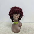 Letsfly Wholesale 99j Burgundy Red Body Wave Curly Human Hair Wigs for Women Short Loose 200% Density No Lace Front Wigs