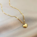 GT Stainless Steel Love Letters Pendant Necklace Trendy PVD Gold Plated Waterproof Non-Tarnish Heart Link Chain