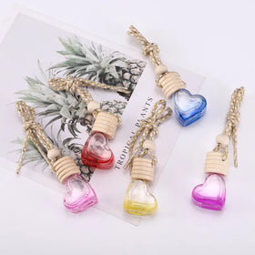 Empty Color 5ml Heart Shaped Car Hanging Glass Diffuser Bottle Air Freshener Perfume Bottle