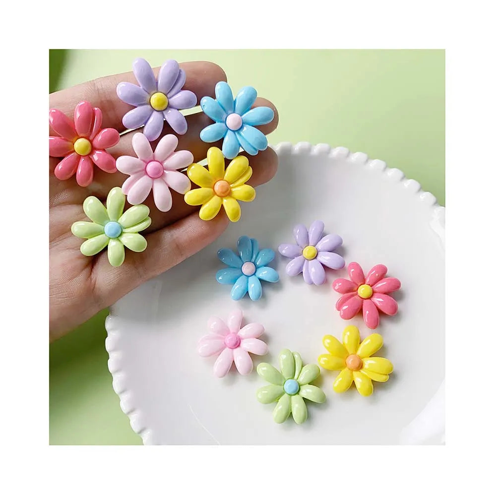 25mm Colorful Lovely Flowers Resin Flatback Cabochons for Hair Bow Centers DIY Scrapbooking Crafts