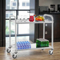 Professional 2-Tiers Square Tube Stainless Steel Serving Trolley Hand Cart for Kitchen Food Service for Hotels & Restaurants