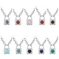 Fashionable Alloy Love Heart Lock with Natural Crystal Gemstone Charm Pendant Necklace Alloy Oval Chain Necklace