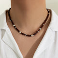 Vintage Adjustable Wood Beaded Polymer Clay Choker Necklaces for Men Trendy Male Daily Wearing Accessories Fashion Jewelry Gifts