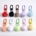 Cute Soft Fluffy Plush Pompom Bag Charm Keychain Colorful Mini Artificial Faux Fur Hair Ball  Pom Pom Earphone Pendant Keyring