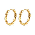Stainless Steel Jewelry 18K Real Gold Plating Hoop Earrings Thick Chunky Round Twisted Earring for Women Null