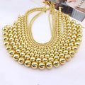 NM1296 Hot Sale Fashion Jewelry 16mm 18mm Chunky Big Large 18k Gold Ball Beads Beaded Layering Choker Necklace for Women