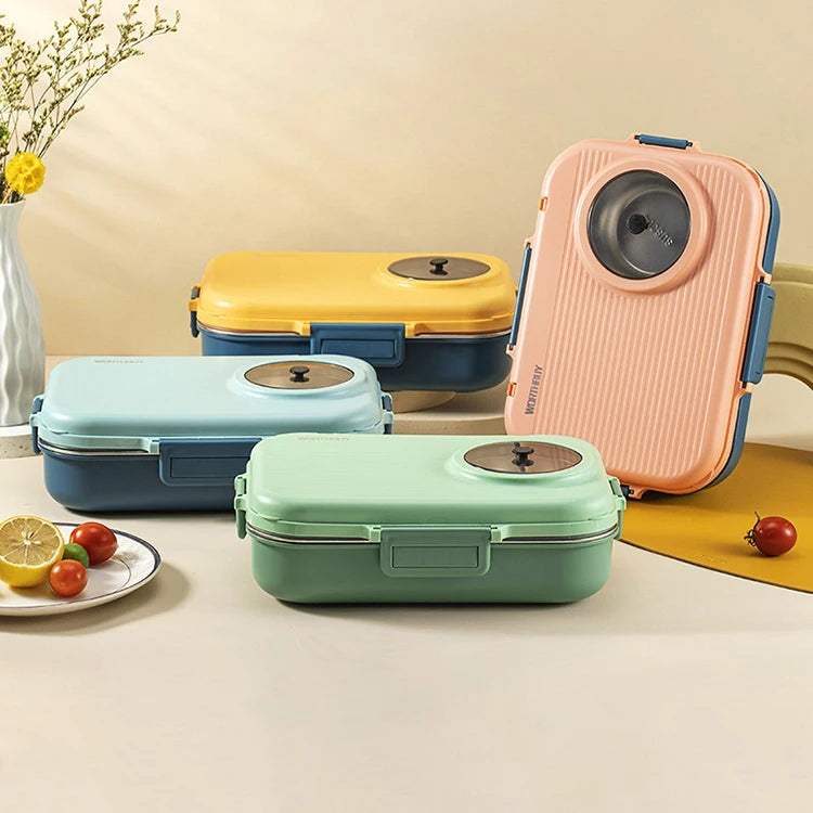 2023 Custom Stainless Steel Bento Lunch Box School Children 4-6 Compartment Leakproof Thermal BPA Free Eco-Safe Food Storage