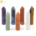 CSJA Wholesale Natural Healing Crystal 7 Chakra Hexagonal Column Gemstone Point Tower Stone Set for Home Decoration Gift G188
