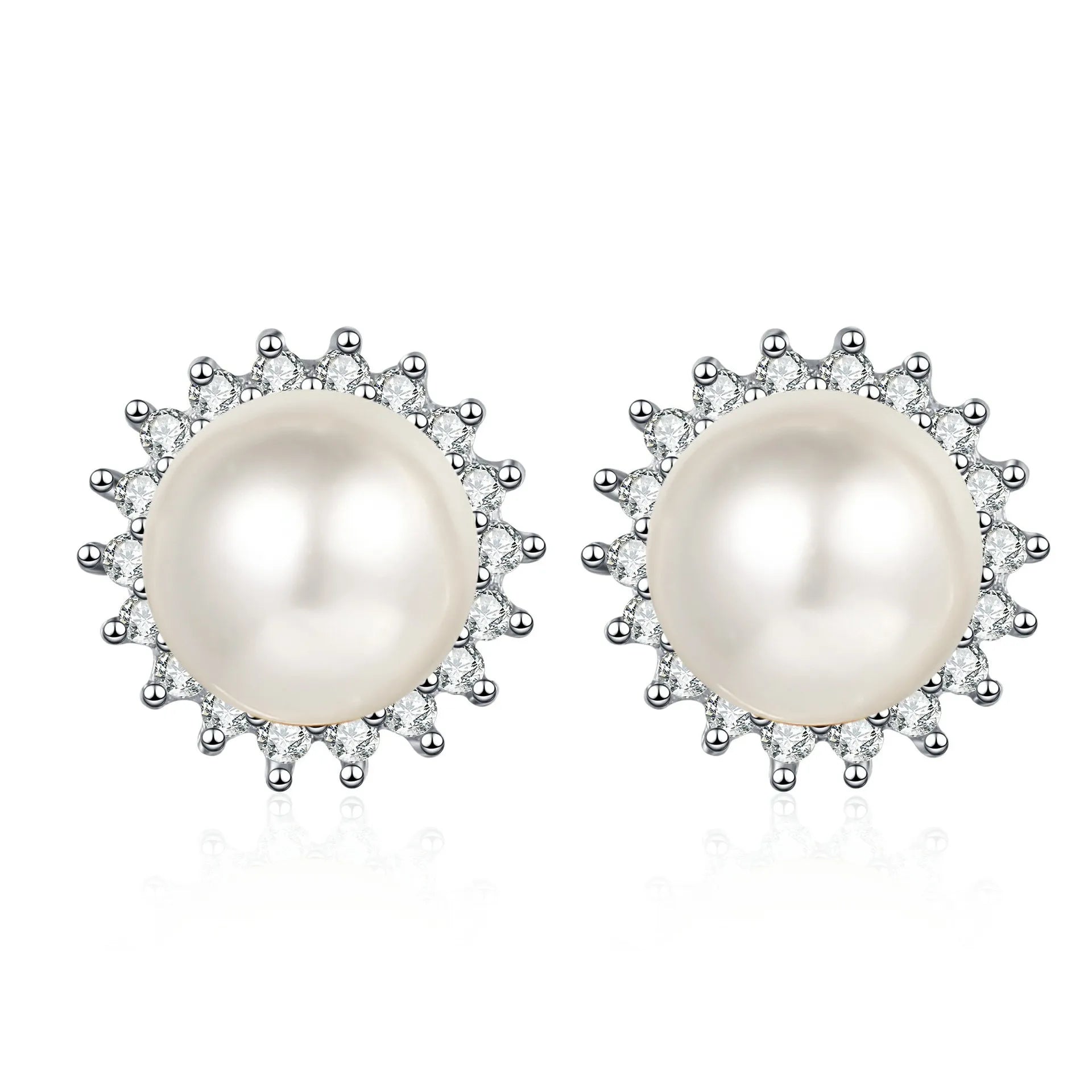 Fashion Simple 925 Sterling Silver Sunflower Moissanite Pearl Stud Earrings Factory Wholesale Customizable