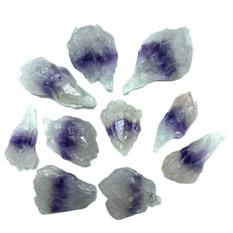 Wholesale Natural Purple Quartz Crystal Rough Stone Yellow Spotting Amethyst Backbone For Collection Gift