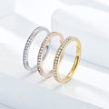 2mm Width Tarnish Free Stainless Steel Crystal Diamond Thin Ring for Women Daily Wearing