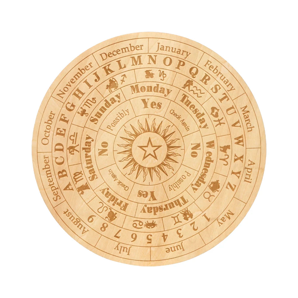 Tailai 8 Inch Wooden Carven Witchcraft Supplies Star Pendulum Board Witchcraft Kit for Divination