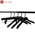New Arrival Fashion Boutique Anti-slip Black Wood Plastic Coat Hanger Customized Black Wooden Hangers for Clothing Store