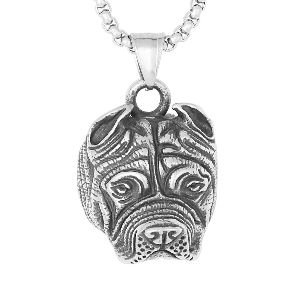 New Arrival Stainless Steel 3D Mockup Animal Bulldog Pendant Necklace for Men Women