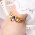 Free Sample 2022 New Trendy Hot Sale Wholesale 14K Gold Plated Stainless Steel Turkish Eye Imitation Pearl Bead Shape Bracelet