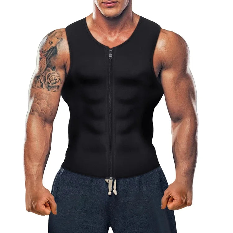 Wholesale Neoprene Tank Top Shape Wear Slimming Zipper Waist Trainer Sport Men Sweat Sauna Vest