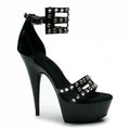 New 6-inch black rivet super high-heeled model show fashion high-heeled shoes anti slip platform striptease shoes summer leaky t