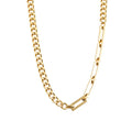 Hip Hop Women Jewelry Fashion Splicing Irregular Cuban Chunky Stainless Steel Gold Chain Necklace