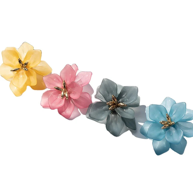 Western Exaggerated Baroque Style Fairy Wedding Flower Gift Earrings Party Jewelry Transparent Resin Acrylic Women's Earrings FS