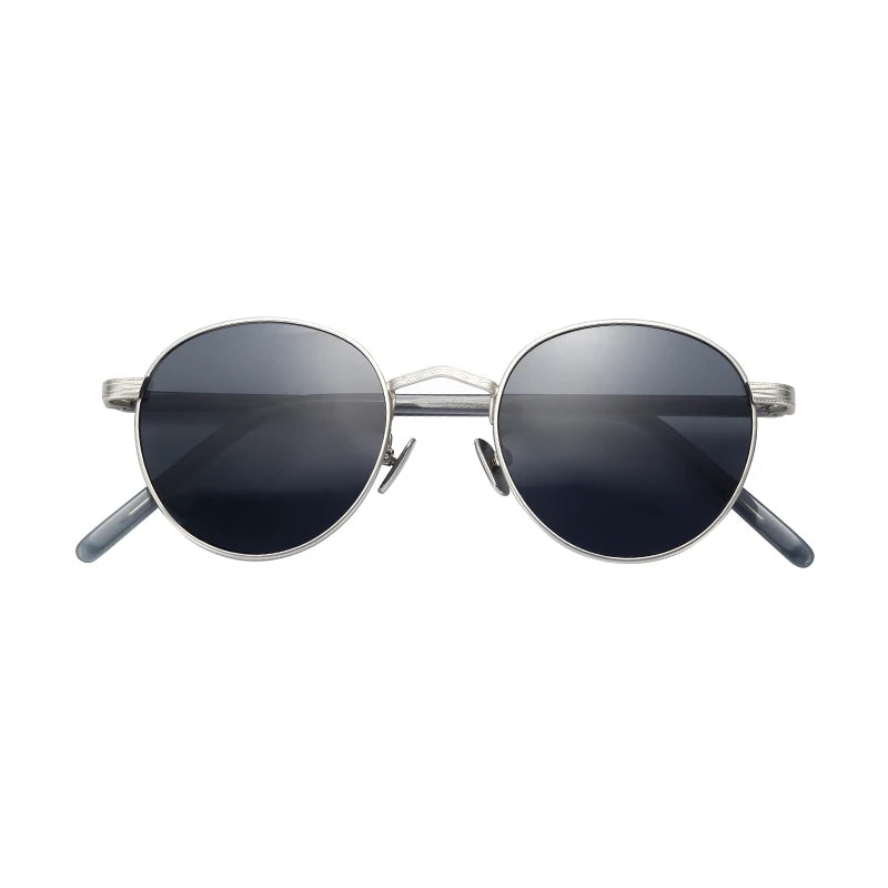 Hot Sale Classic round Sunglasses for Ladies Retro Acetate Frame with Gold Silver Metal Polarized Lenses Tac Material Glasses