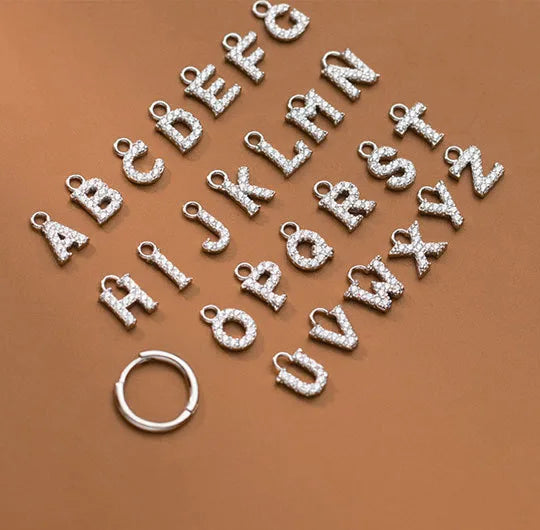 925 Sterling Silver Gold Plated Micro Insert Zircon A-Z Alphabet Pendant for Diy Necklace Earrings Jewelry Making Supplies