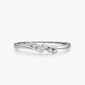 Ailmay 100% 925 Sterling Silver New Fashion Clear Zircon Irregular Stackable Finger Ring for Women Minimalist Fine Jewelry