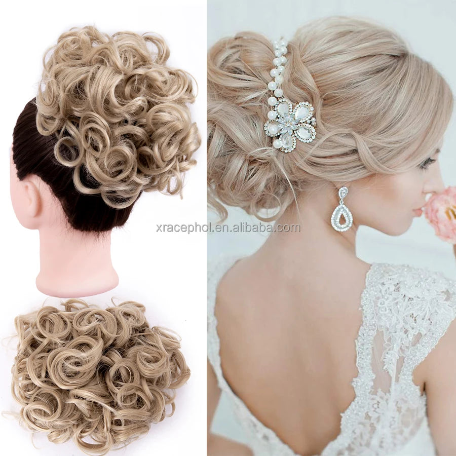 Good Quality Tousled Fluffy Chignon Wrap on Hairpiece Scrunchies Easy Stretch Claw Clip Comb Hairpiece Extension