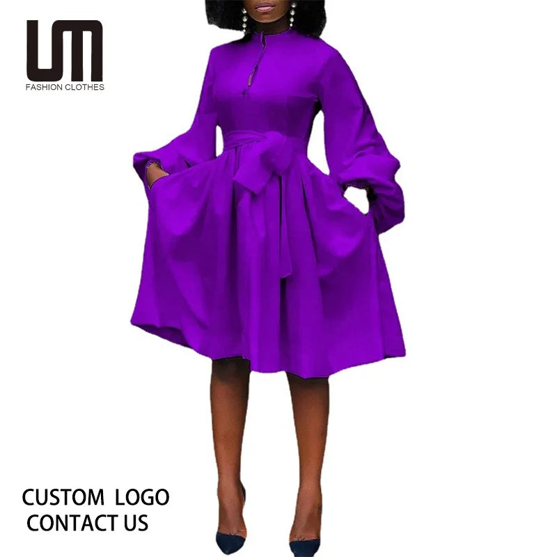 Liu Ming African Elegant New Products Luxury Design Women Clothing Birthday Party Lantern Sleeve Plus Size Dress