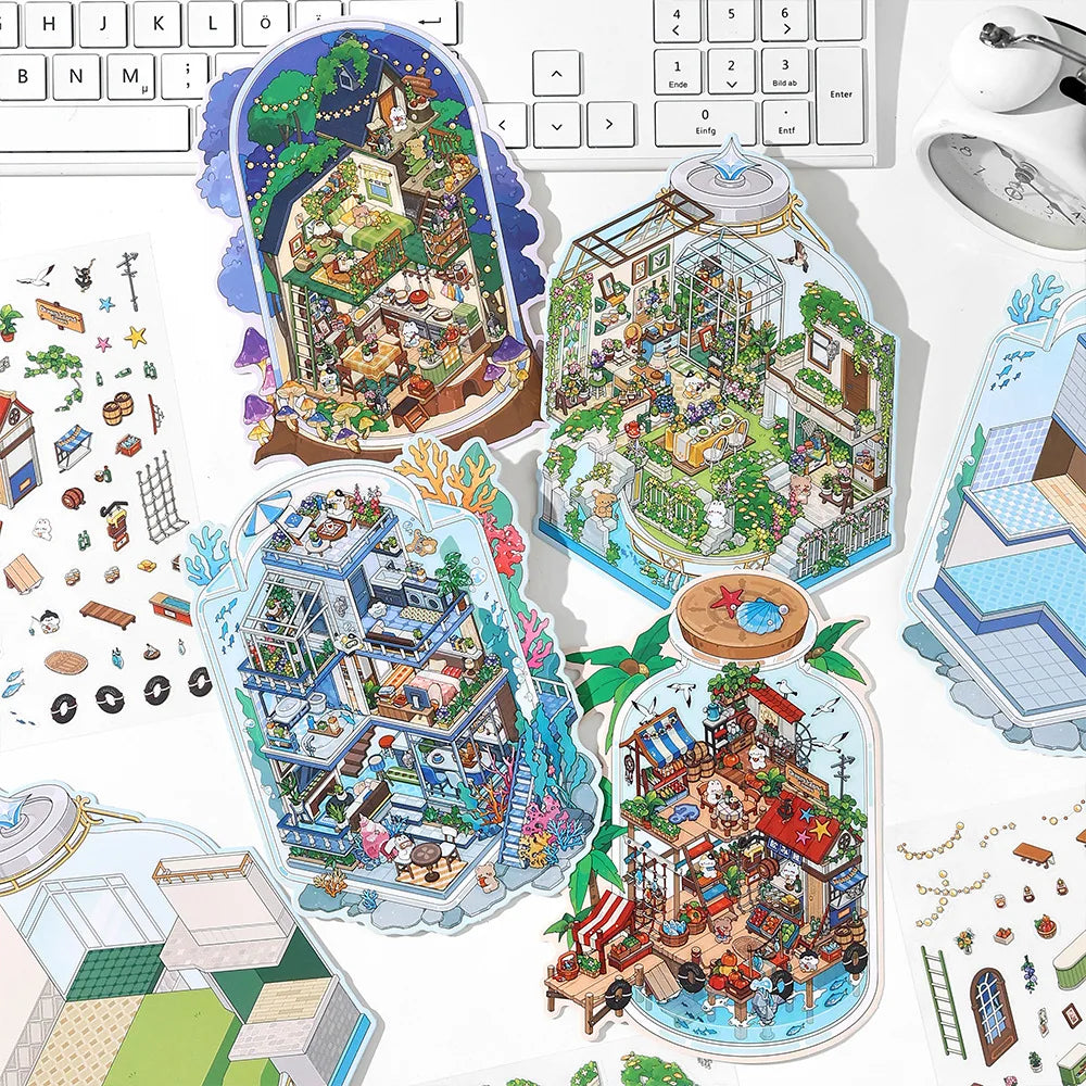 Today's Business Decorative Stickers Ninth Series Landscape Handbook 3 Stickers per Pack
