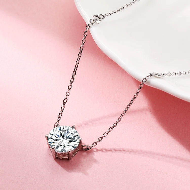 Minimalist Tiny CZ Zircon Pendant Necklace Women Jewelry 925 Sterling Silver Necklace