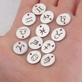 Hot Sale 16mm Polished Mirror Stainless Steel Round Hollow Out 12 Zodiac Signs Disc Pendant Charm for Diy Jewelry Making