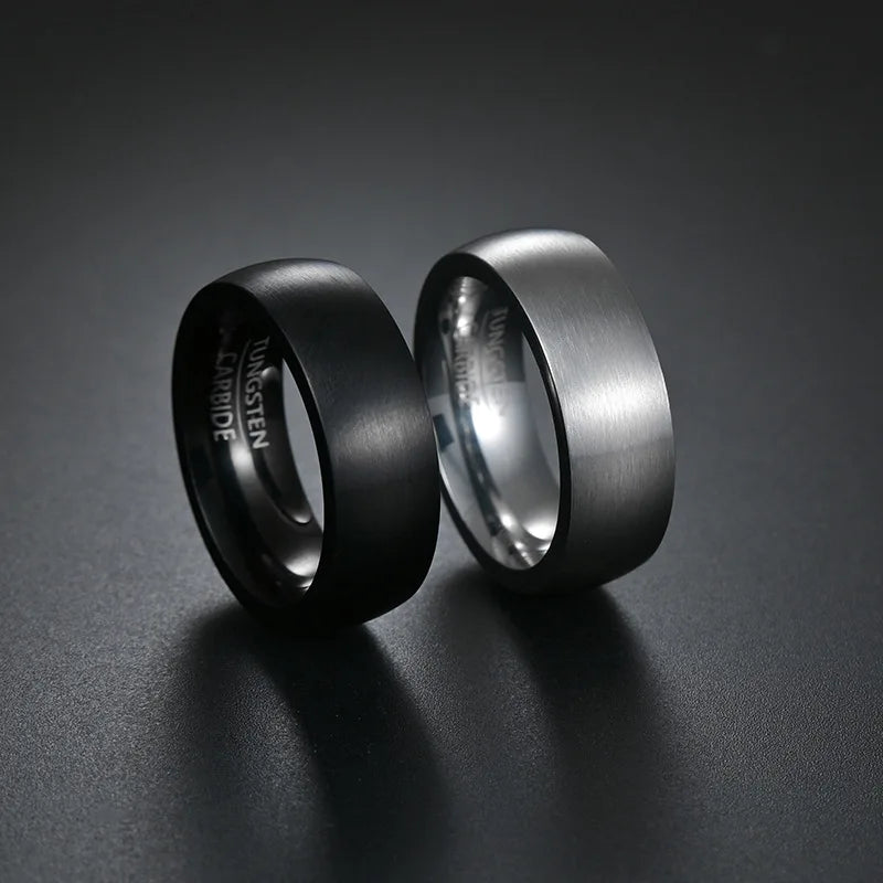 New Simple Style Men's Ring Anti-scratch Tungsten Fashionable Stainless Steel Matte Smooth Gemstones Rings for Wear Jewelry
