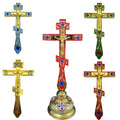 Ready Stock Orthodox Church Supplies Decoration Religious Hanging Cross to Blessing Gold Planting With Stand