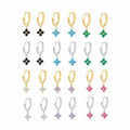 Wholesale Four Clover Flower Huggie Earrings Zircon Turquoise 925 Sterling Silver Hoop Earrings Gold Plated Silver Jewelry