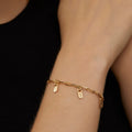 Personalized 14K Gold Plated Stainless Steel Paperclip Chain Multiple Name Bracelet Jewelry for Women