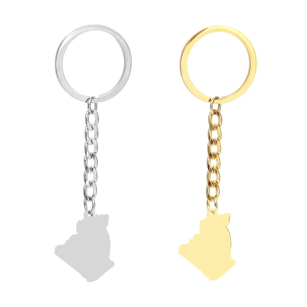 Manufacturer Enameled Algeria Flag Map Keychain Stainless Steel 18K Gold Plated Enamel Algeria Flag Map Pendant Key Chain