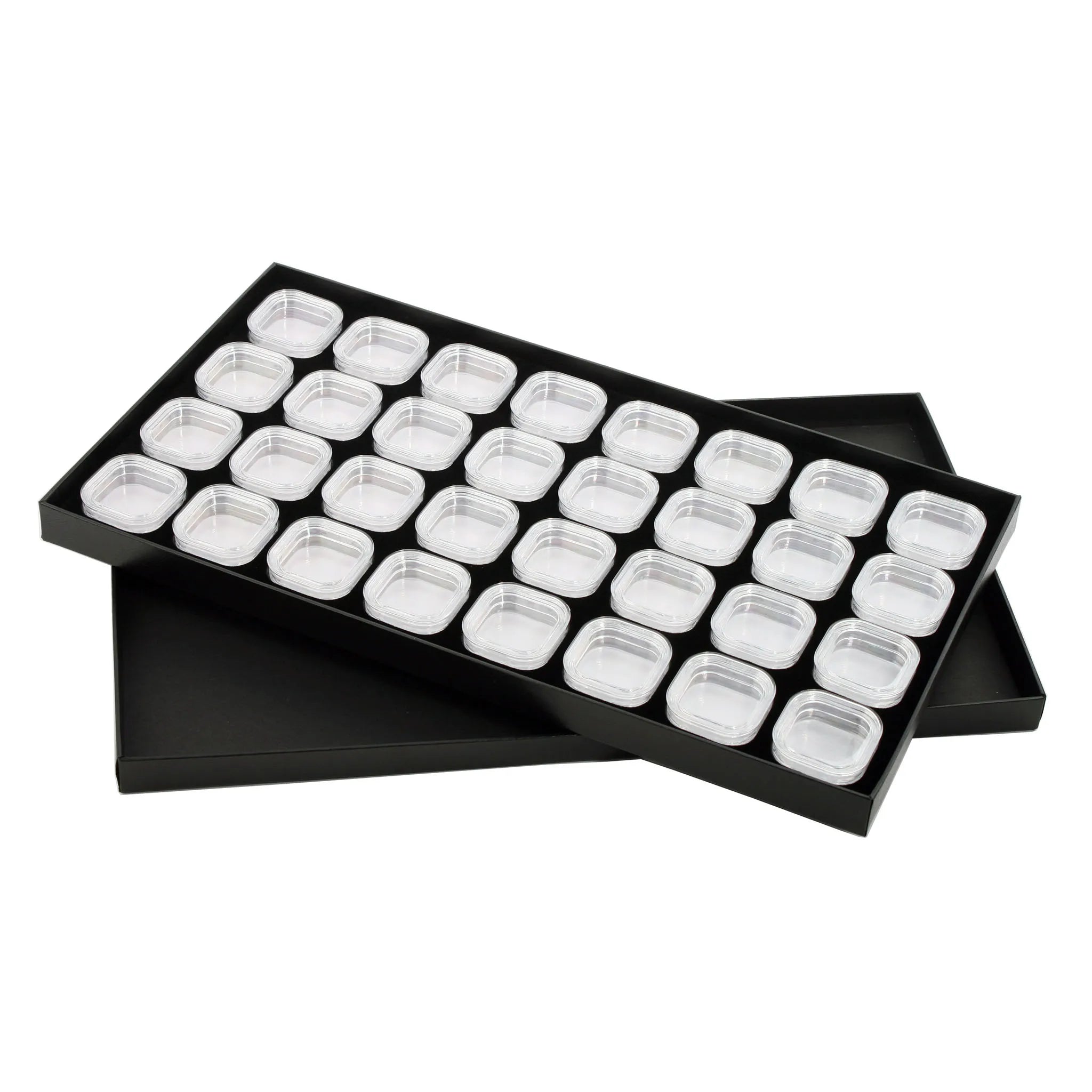 GemTrue Gemstones Display Box Loose Diamond Jewelry Organizer Case Holder Plastic Suspension Display Tray Set DK21620-32