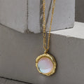 FUAMAY 925 Silver Gemstone Jewelry Round Shape Large Gemstone Moonstone Necklace Ladies Raw Rainbow Moonstone Pendant Necklace