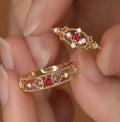 Hot Popular Wholesale Custom Sterling Silver Engagement Rings Natural Ruby Wedding Bands Rose Gold Classic Adjustable Size