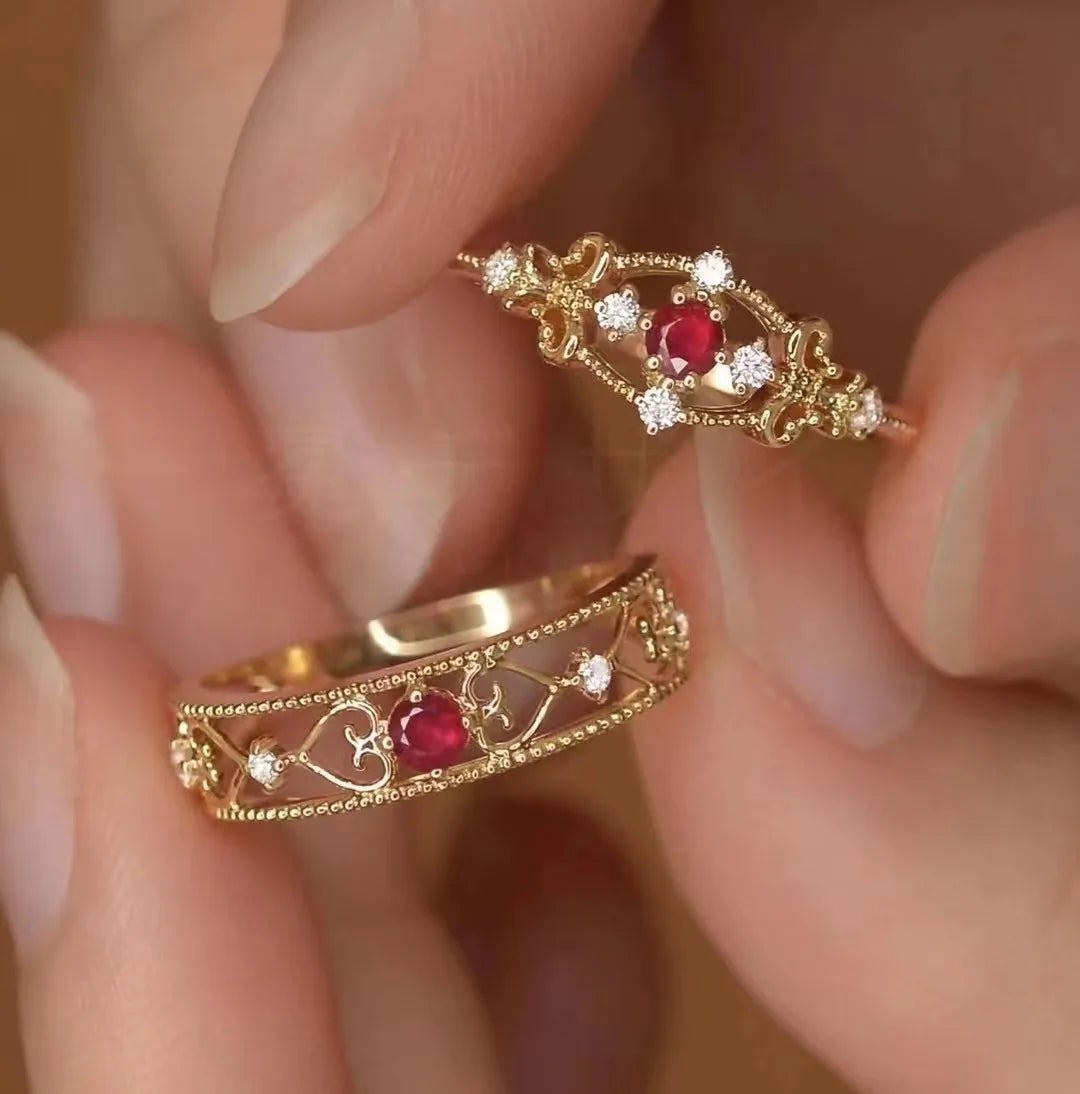 Hot Popular Wholesale Custom Sterling Silver Engagement Rings Natural Ruby Wedding Bands Rose Gold Classic Adjustable Size