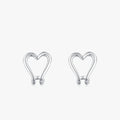 Ailmay 925 Sterling Silver Simple Heart Hollow Stud Earrings for Women Girls Jewelry Korean Style Accessories Christmas Gifts