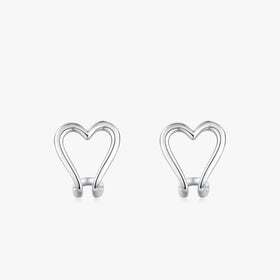 Ailmay 925 Sterling Silver Simple Heart Hollow Stud Earrings for Women Girls Jewelry Korean Style Accessories Christmas Gifts