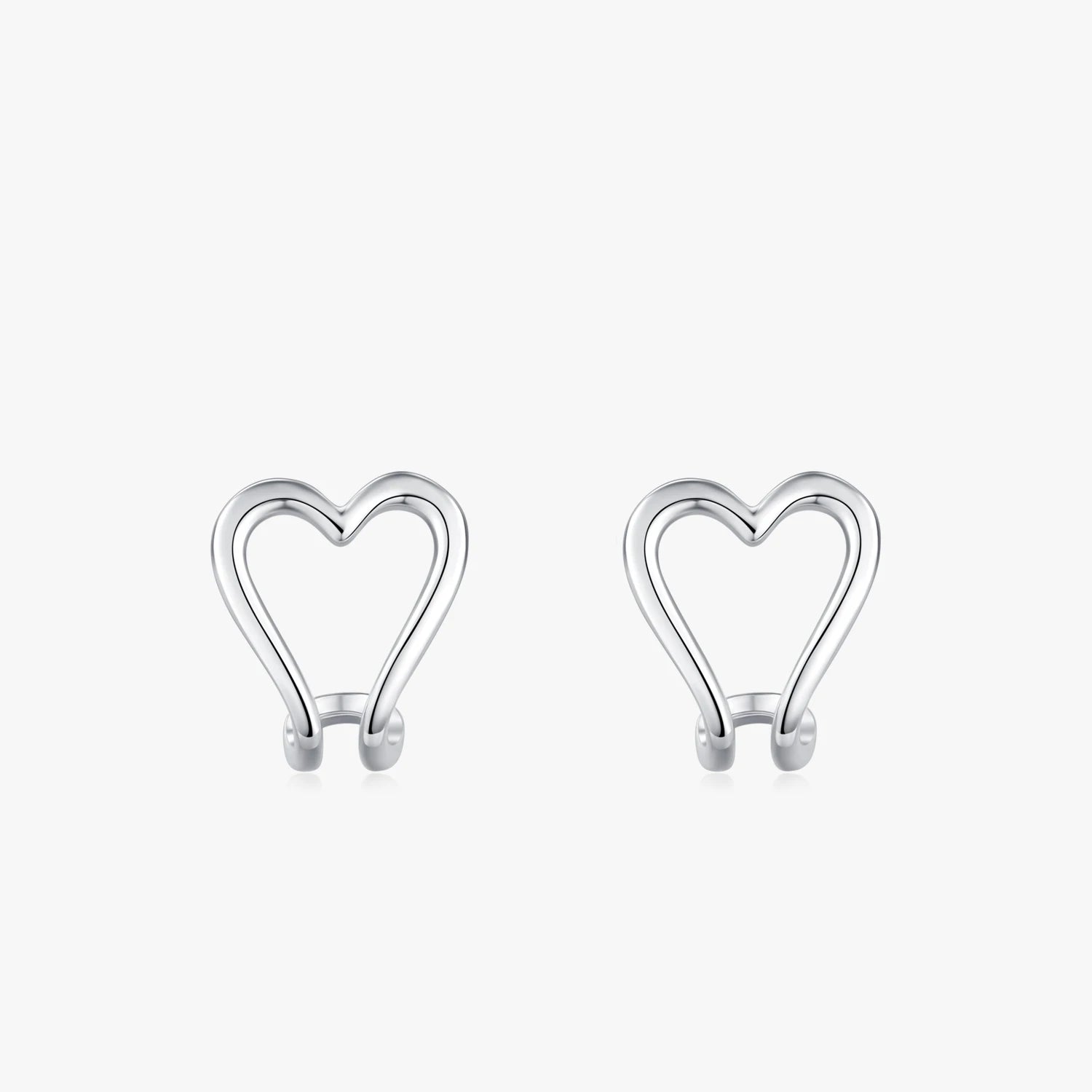 Ailmay 925 Sterling Silver Simple Heart Hollow Stud Earrings for Women Girls Jewelry Korean Style Accessories Christmas Gifts
