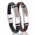 Customize logo MASONIC Bracelet Titanium Steel Leather Rope Masonic Weaving Bracelet for Men