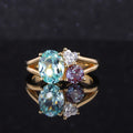 Starsgem 18K Yellow Gold Fashion Jewelry Rings Lab Paraiba and Alexandrite Gemstones Rings